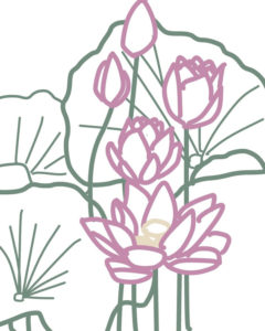 刺繍図案・蓮の花