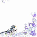 刺繍図案・植物と小鳥