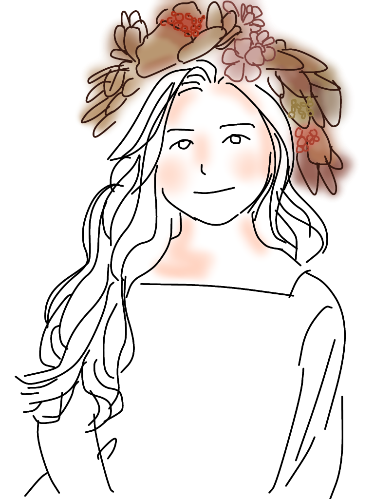フリーイラスト 花冠と女の子 秋バージョン 花の髪飾り はなのす 刺繍とイラストとスキル０主婦の在宅ワーク