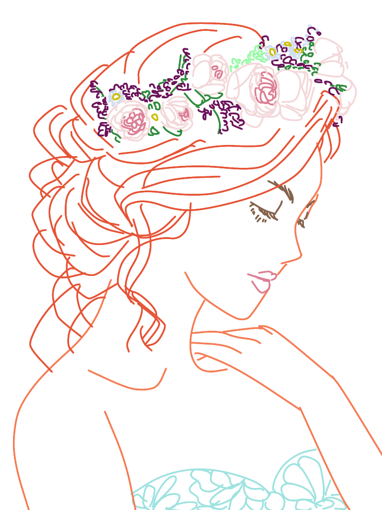フリーイラスト 花の髪飾りの女性 はなのす 刺繍とイラストとスキル０主婦の在宅ワーク