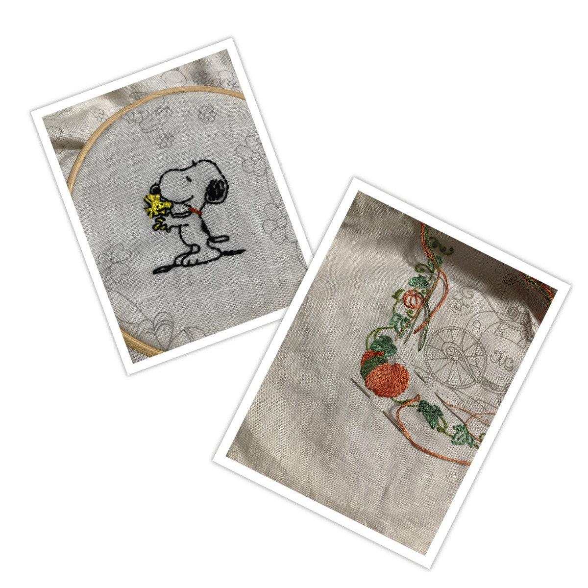 可愛い刺繍とスヌーピーの刺しゅう